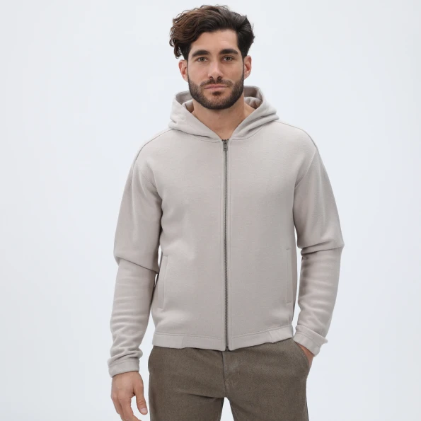 Ανδρική φούτερ ζακέτα DIRTY LAUNDRY DLMF01W22 Regular Fit Full Zip εκρού