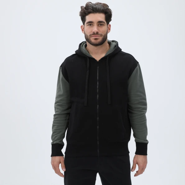 Ανδρική φούτερ ζακέτα DIRTY LAUNDRY DLMF07W22 Contrasting Full Zip μαύρη χακί