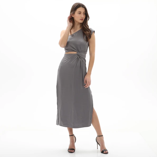 Γυναικείο cut out maxi φόρεμα ATTRATTIVO 92255844 γκρι