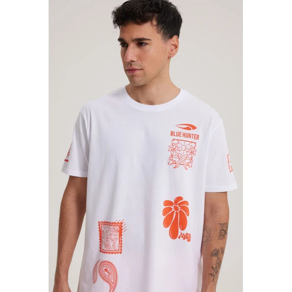Unisex t-shirt BLUE HUNTER 003010302 STAMPS T-SHIRT λευκό