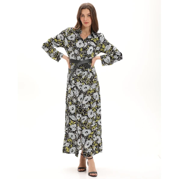 Γυναικείο maxi σεμιζιέ φόρεμα ATTRATTIVO 9917987 μαύρο floral