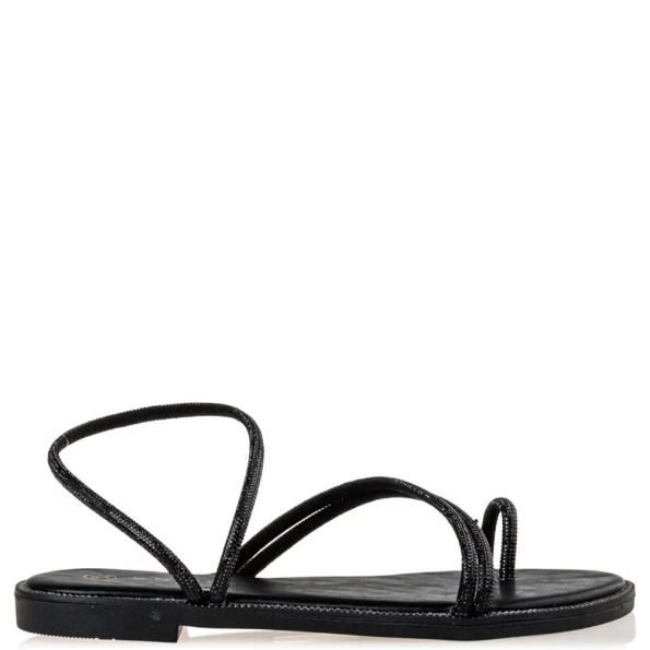 Γυναικεία flat σανδάλια ENVIE E96-17327 μαύρα