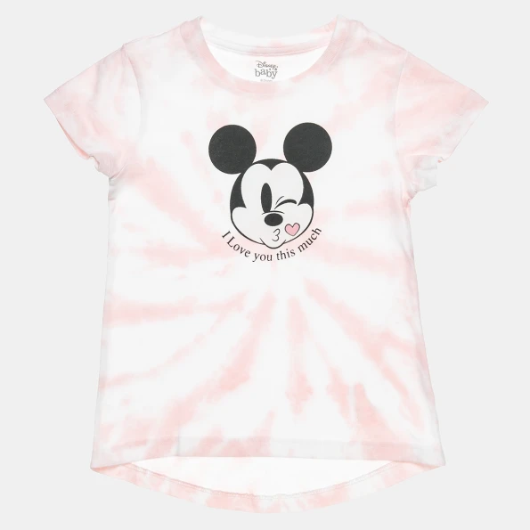 Παιδική μπλούζα tie dye Disney Minnie Mouse λευκή ροζ
