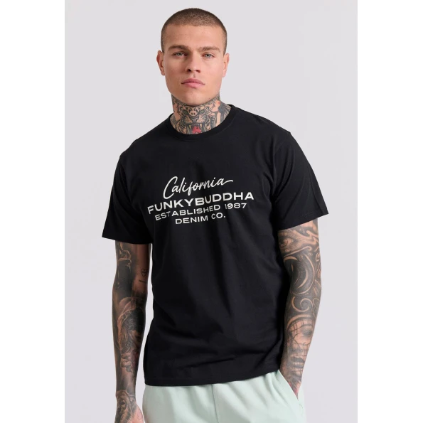 Aνδρικό T-shirt FUNKY BUDDHA FBM009-017-04 μαύρο
