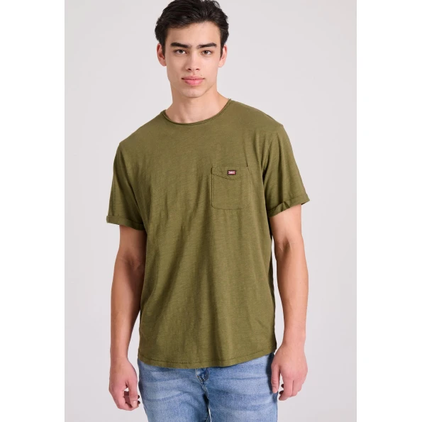 Aνδρικό t-shirt FUNKY BUDDHA FBM009-005-04 χακί