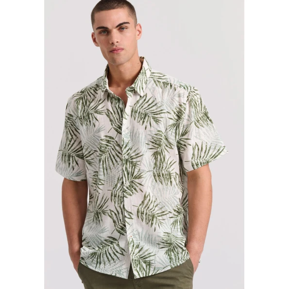 Ανδρικό κοντομάνικο πουκάμισο FUNKY BUDDHA FBM009-039-05 εμπριμέ